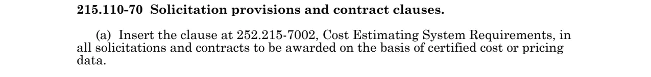Prescription for 252.215-7002