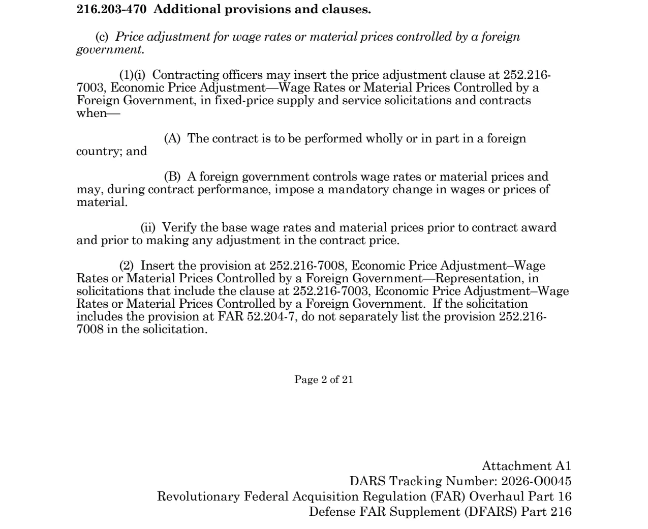 Prescription for 252.216-7008
